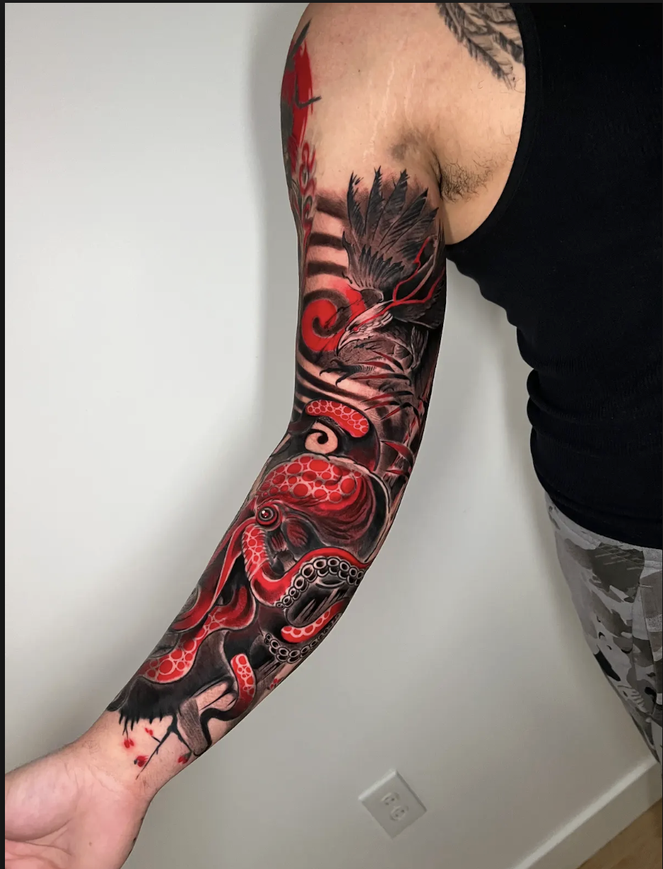 Red Octopus Full Sleeve