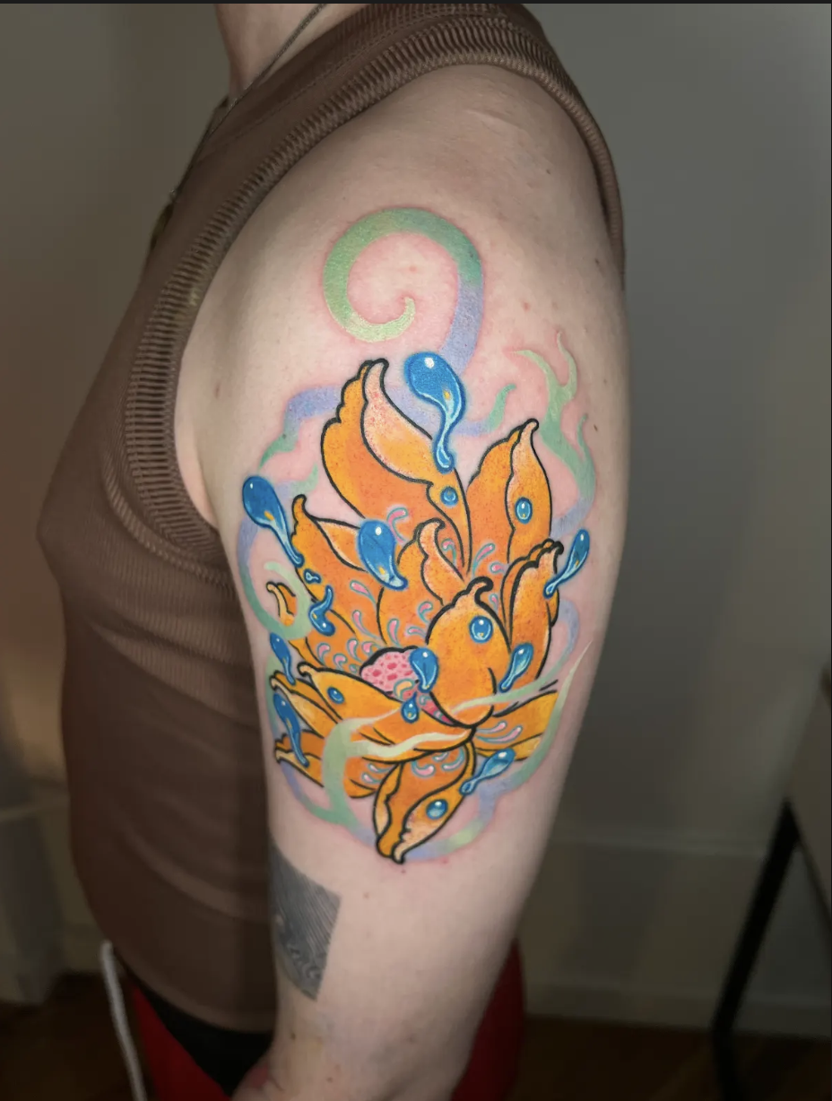 Watercolor Kitsune Lotus
